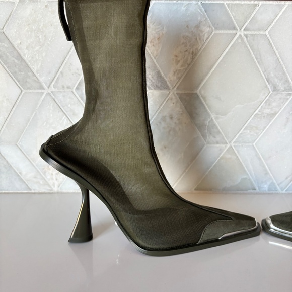 Cult Gaia Size 36/6 Pyramid Heel Boot Pump Green Daija Oliva Zipper New - Picture 5 of 11